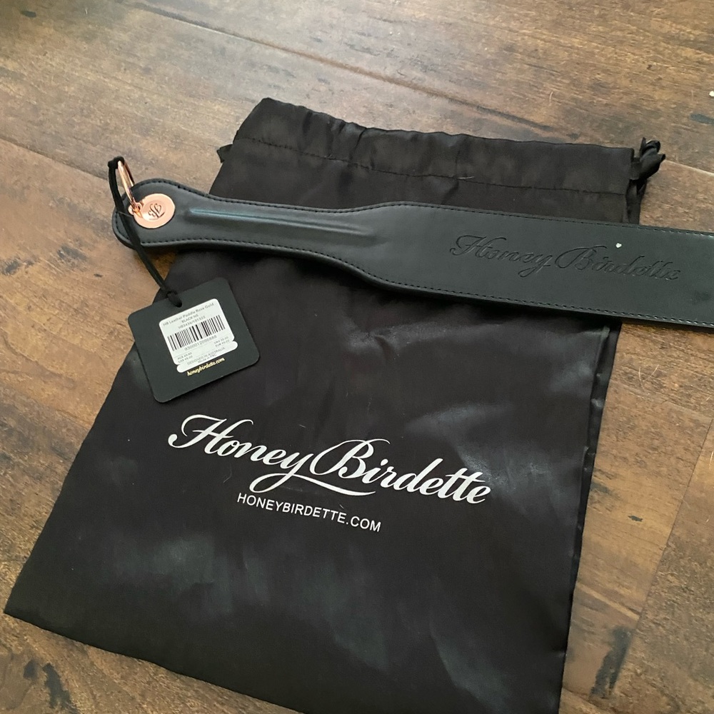 Honey Birdette rose gold leather paddle unused